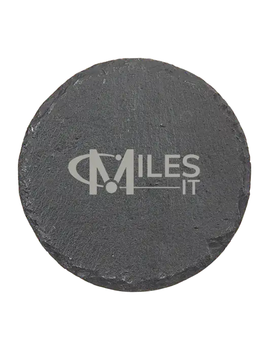 Round Slate Coaster w/Miles IT Logo