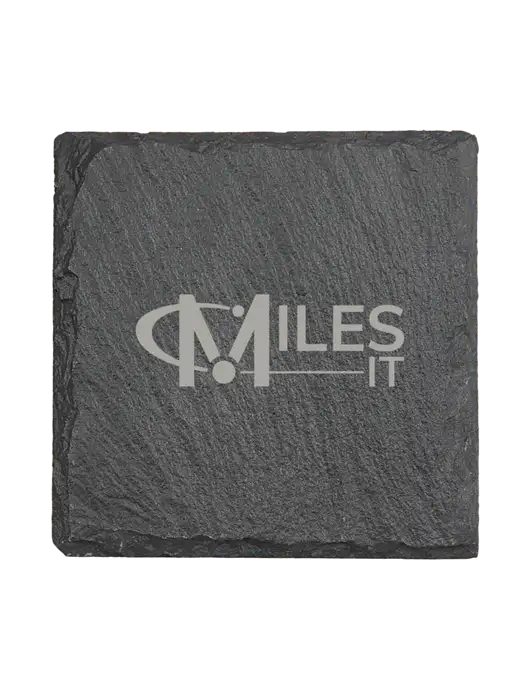 Square Slate Coaster, 4 x 4 w/Miles IT Logo