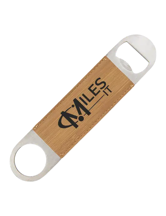 Bamboo Leatherette Bottle Opener w/Miles IT Logo