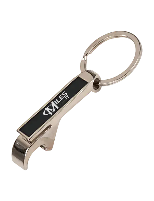 Black Bottle Opener Keychain w/Miles IT Logo