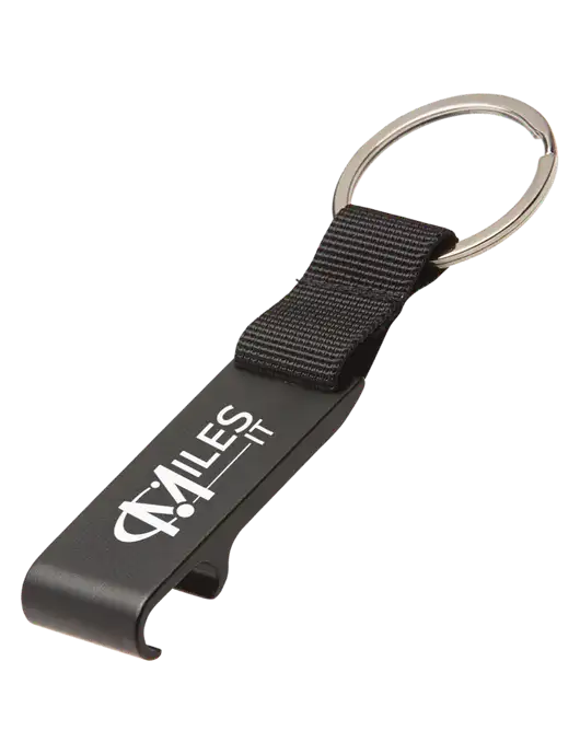 Black Bottle Opener & Key Ring w/Miles IT Logo