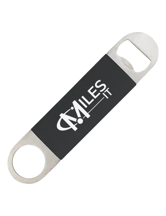 Black Bottle Opener with Silicone Grip w/Miles IT Logo