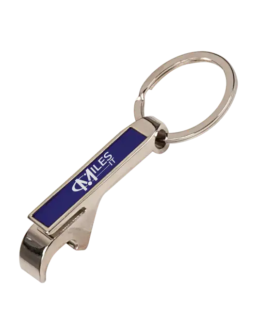 Blue Bottle Opener Keychain w/Miles IT Logo