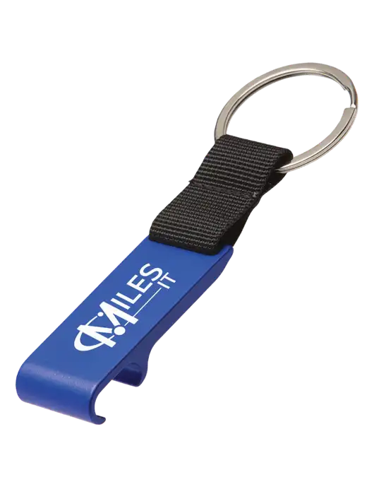 Blue Bottle Opener & Key Ring w/Miles IT Logo