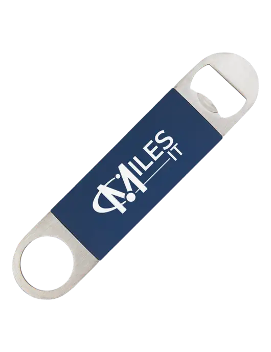 Navy Bottle Opener with Silicone Grip w/Miles IT Logo