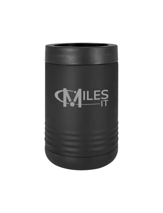 Polar Camel 12 oz Powder Coated Black Vacuum Insulated Beverage Holder w/Miles IT Logo