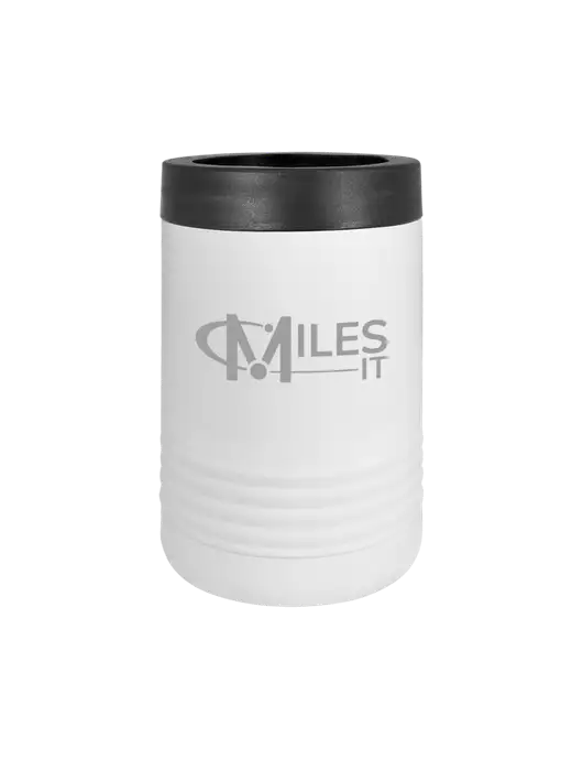 Polar Camel 12 oz Powder Coated White Vacuum Insulated Beverage Holder w/Miles IT Logo