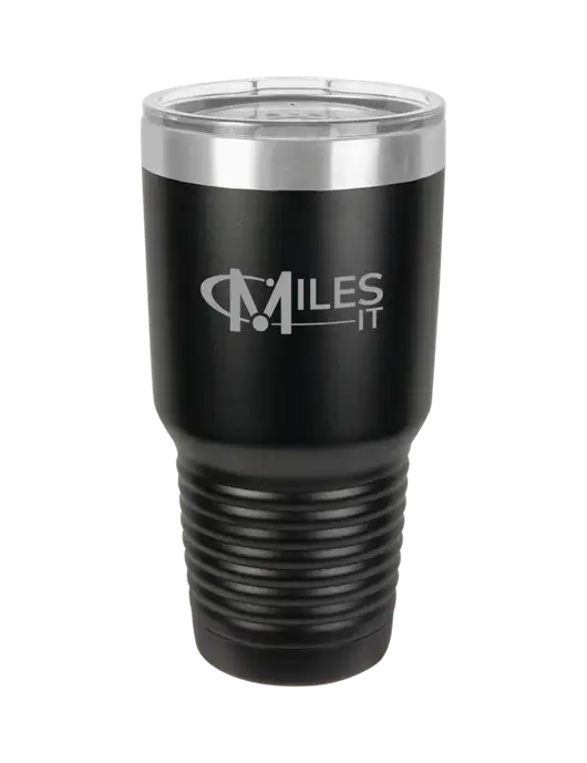 Polar Camel 30 oz Powder Coated Black Vacuum Insulated Tumbler w/Miles IT Logo