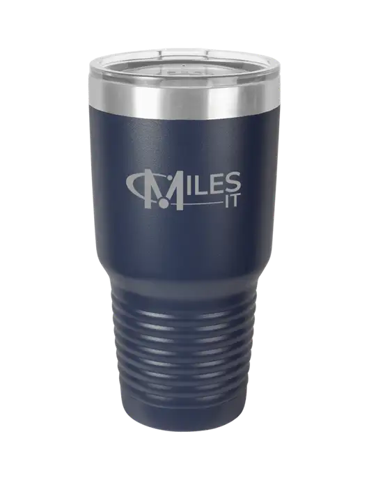 Polar Camel 30 oz Powder Coated Navy Vacuum Insulated Tumbler w/Miles IT Logo