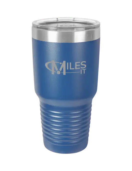 Polar Camel 30 oz Powder Coated Royal Vacuum Insulated Tumbler w/Miles IT Logo