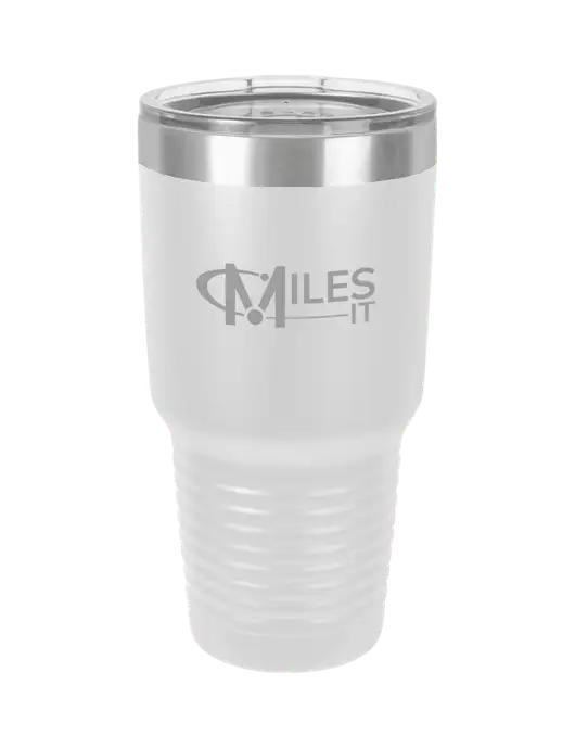 Polar Camel 30 oz Powder Coated White Vacuum Insulated Tumbler  w/Miles IT Logo