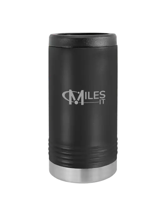 Polar Camel Powder Coated Black Vacuum Insulated Slim Beverage Holder w/Miles IT Logo