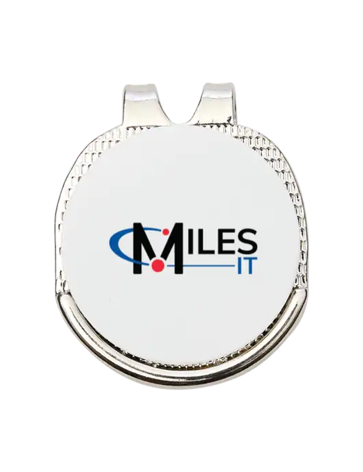 Antique Silver Hat Clip w/Golf Ball Marker w/Miles IT Logo