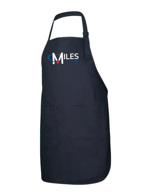 Full-Length Black Apron With Pockets w/Miles IT Logo