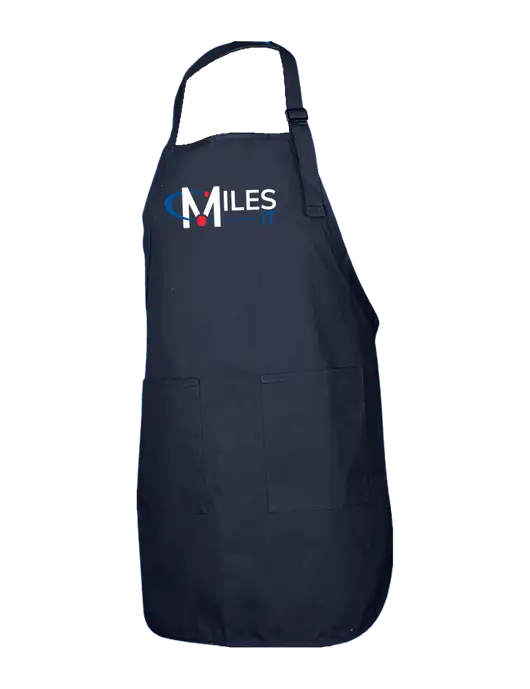 Full-Length Navy Apron With Pockets w/Miles IT Logo