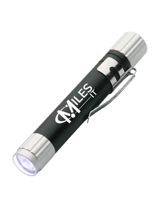 Black Aluminum LED Penlight w/Miles IT Logo