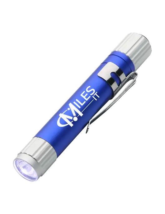 Blue Aluminum LED Penlight w/Miles IT Logo