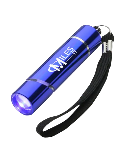 Blue Aluminum Scope LED Flashlight w/Miles IT Logo