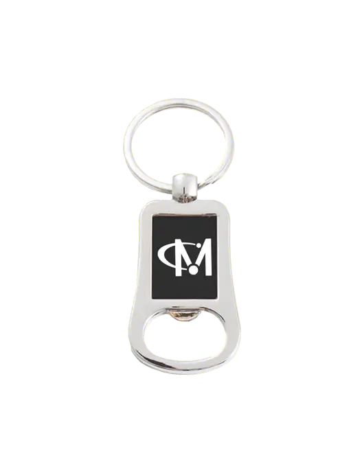Silver & Black Bottle Opener Keychain w/Miles IT Icon Logo