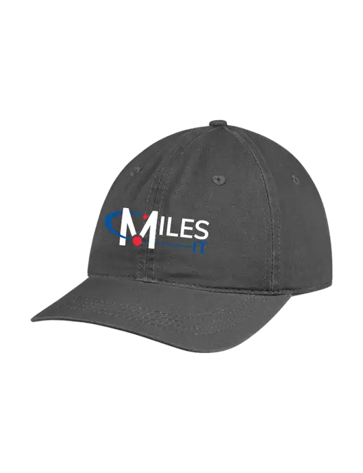Garment Washed Unstructured Twill Charcoal Cap w/Miles IT Logo