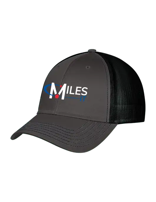 Charcoal & Black Mesh Trucker Cap Snap Back w/Miles IT Logo