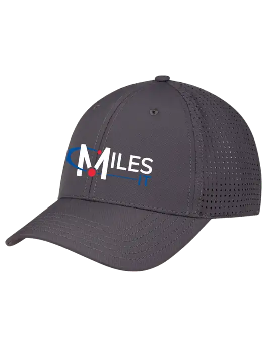 Charcoal Performance Stretchable Cap Hook & Loop w/Miles IT Logo