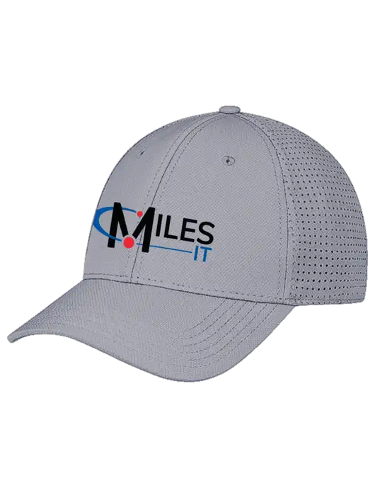 Grey Performance Stretchable Cap Hook & Loop w/Miles IT Logo