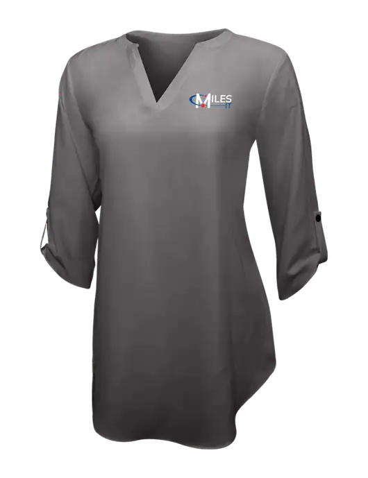 Dark Grey Womens 3/4 Sleeve Tunic Blouse w/Miles IT Logo