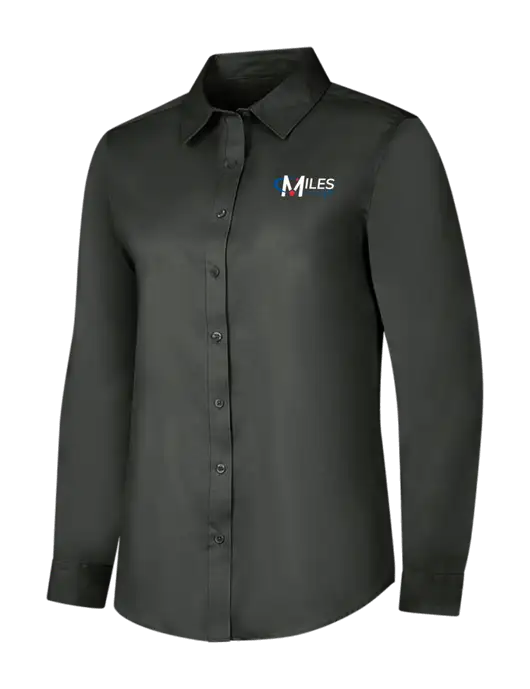 Dark Grey Womens Long Sleeve Superpro React Twill Shirt w/Miles IT Logo