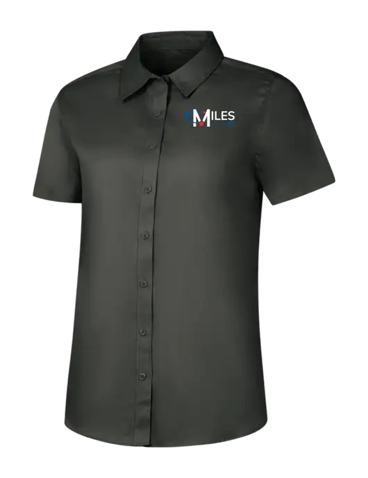 Womens Dark Grey Short Sleeve Superpro React Twill Shirt w/Miles IT Logo