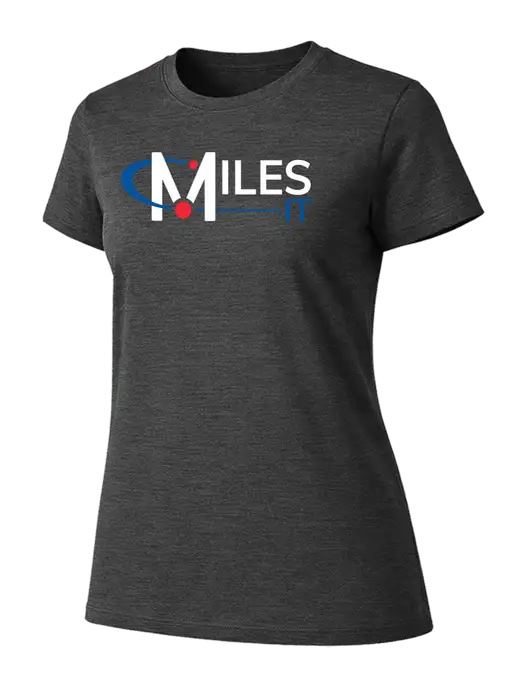 Womens Ring Spun Dark Heather Grey 4.5 oz T-Shirt w/Miles IT Logo