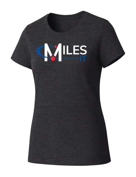 Womens Seriously Soft Heathered Charcoal T-Shirt w/Miles IT Logo