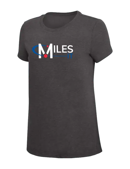 Womens Simply Soft Heather Charcoal 4.5oz  Poly/Combed Ring Spun Cotton T-Shirt w/Miles IT Logo