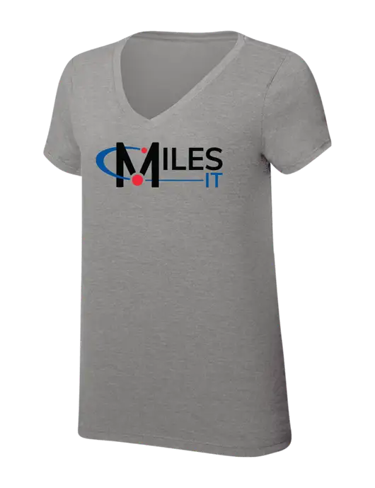 Womens Simply Soft V-Neck Grey Frost 4.5oz  Poly/Combed Ring Spun Cotton T-Shirt w/Miles IT Logo