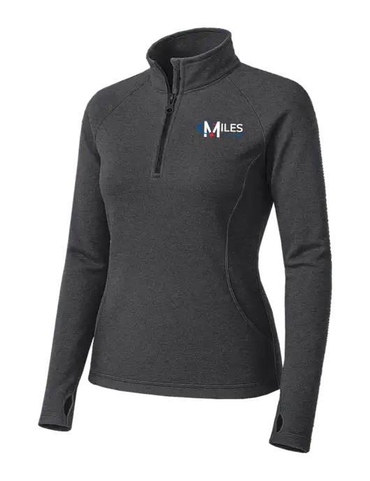 Dark Grey Heather Womens Sport Wick Stretch 1/4 Zip Pullover w/Miles IT Logo