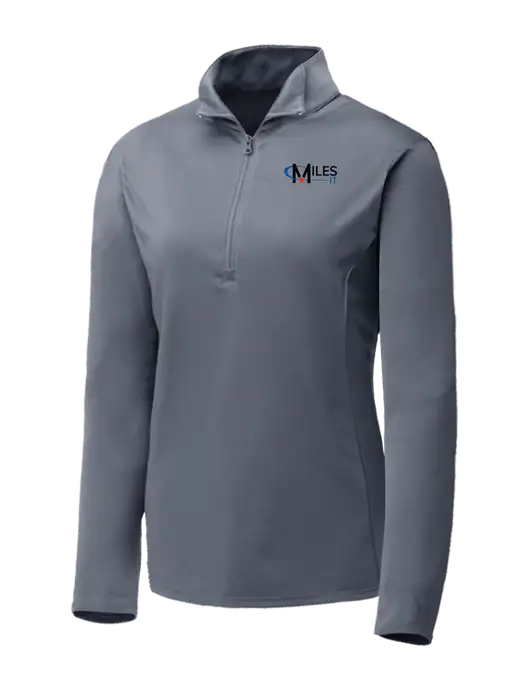 Medium Grey Womens Posicharge Competitor ¼ Zip Pullover w/Miles IT Logo
