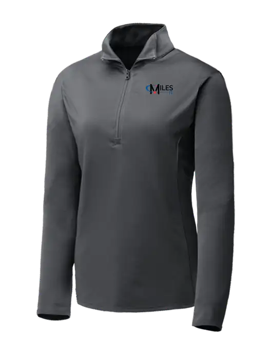 Dark Grey Womens Posicharge Competitor ¼ Zip Pullover w/Miles IT Logo