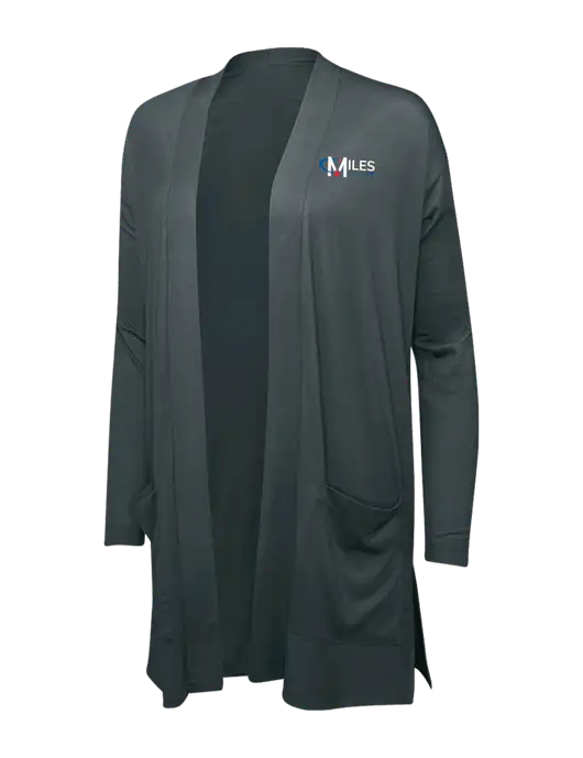 Smoke Grey Womens Concept Long Pocket Cardigan w/Miles IT Logo