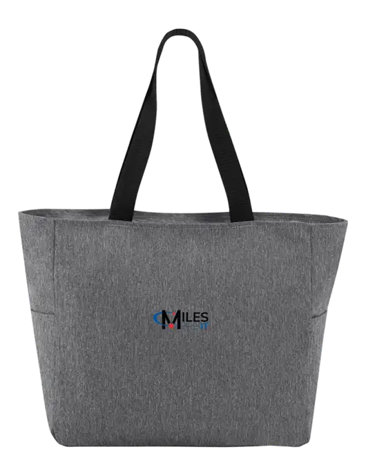 Everyday Heather Grey Zip Tote  w/Miles IT Logo