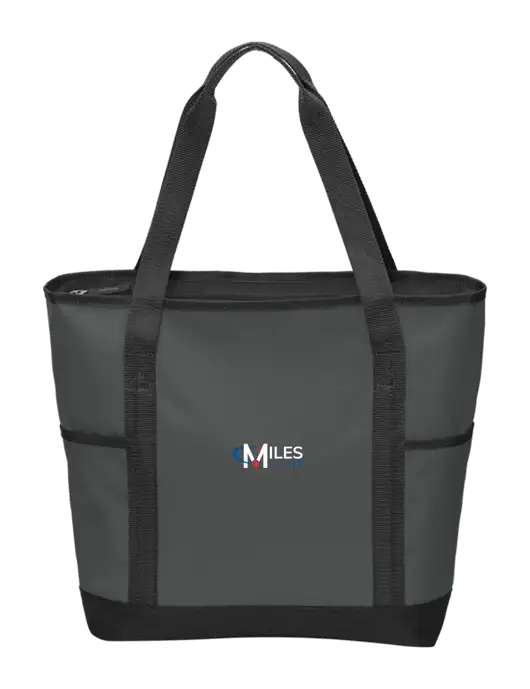 On the Go Charcoal/Black Tote  w/Miles IT Logo