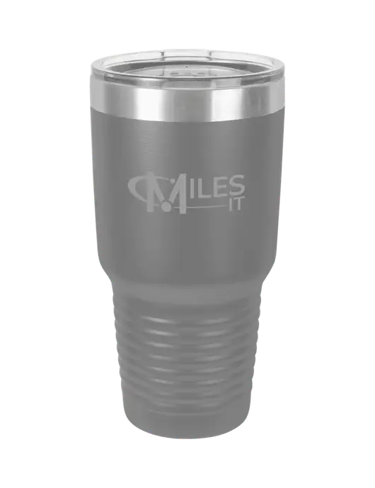 Polar Camel 30 oz Powder Coated Grey Vacuum Insulated Tumbler w/Miles IT Logo